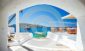 The old harbor of Ammoudi under the famous village of Ia at Santorini