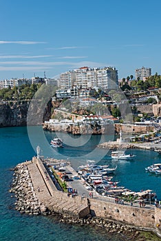 Old harbor and downtown called Marina in Antalya, Turkey