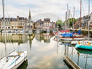 Old harbor. Honfleur, Normandy, France