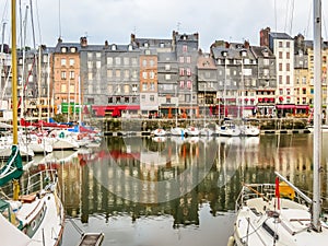 Old harbor. Honfleur, Normandy, France