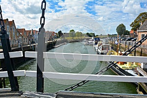 At the old harbor in the old town of Zierikzee, Netherlands