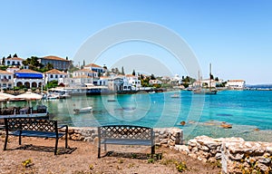 The old harbor of Spetses, in Greece.