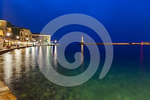 Old harbour with Lighthouse, Chania, Crete, Greece