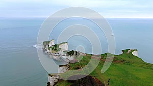 Old Harry Rocks in England - aerial view