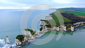 Old Harry Rocks in England - aerial view