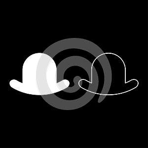 Old hat vintage bowler gentleman headwear male elegant fedora homburg-hat stingy brim top-hat set icon white color vector photo