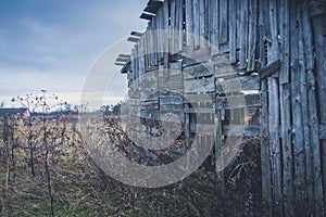 Old haunted house on the empty field