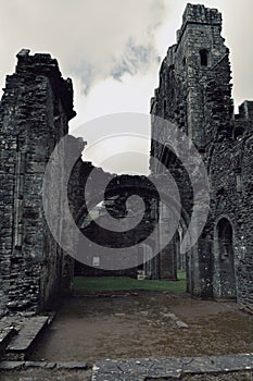 Old and Haunted ruins Llanthony priory, Abergavenny, Monmouthshire, Wales, Uk