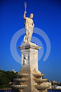 Old Havana, Cuba. Fountain Neptune on the shore of the harbor