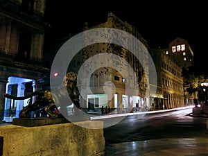 Old Havana: Prado street at night.