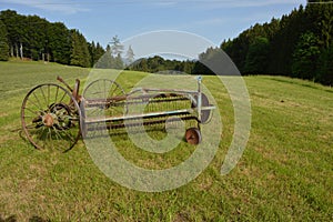 Old hay tedder still in use
