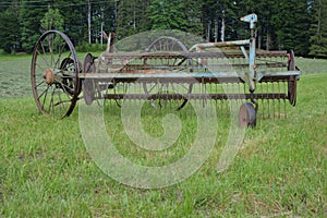 Old hay tedder still in use
