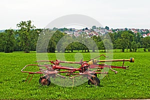 Old hay turning machine