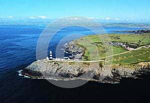 Old head of Kinsale aerial with golf course and lighthouse