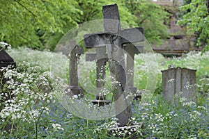 Old headstones in the historic Brompton Cemetery