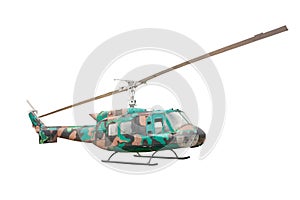 Old helicopter isolate on white