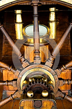 Old helm with compass