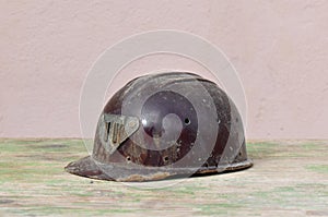 Old helmet of miner photo