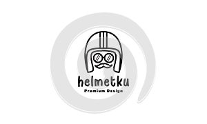 Old helmet with mustache logo symbol vector icon illustration graphic design