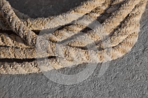 Old hemp rope coiled in a circle