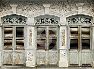 Old heritage windows, Penang, Malaysia