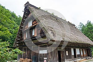 Old Higashi Shina Family House at Gasshozukuri Minkaen Outdoor Museum in Shirakawago, Gifu, Japan. a