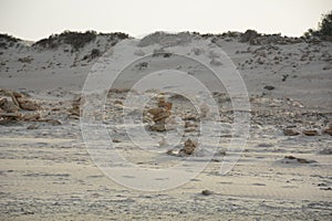 An old high level aqueduct. Unclean part in the sand. The remains of the Herodian aqueduct photo