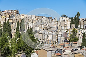 Old hilltop cemetery in Enna, Sicily, Italy