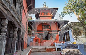 Old Hindu temple with ancient artwork at Varanasi