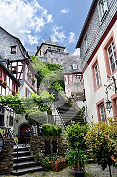 Old historic city of Beilstein at moselle river