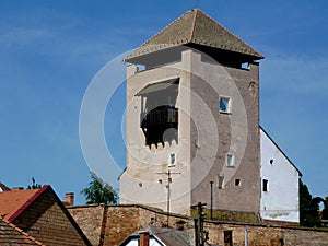 Old historic fort tower with modern renovated windows