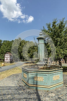 Old historic fountain in the Hessenpark