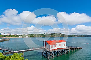 Old historic lifeboat station and slipway at Tenby in Wales.