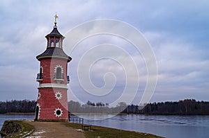 Old historic lighthouse in Moritzburg, Saxony, Germany.