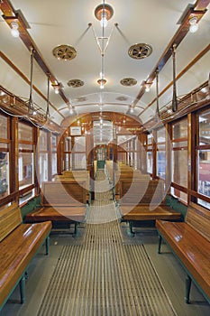 Old Historic Restored Tram Interior photo