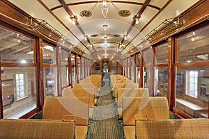 Old Historic Restored Tram Public Section photo