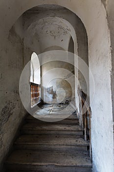 Old historic staircase in a townhouse.