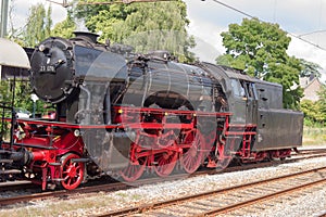 Old historic steam black train photo