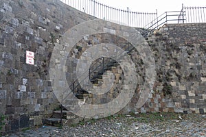 Old Historic Stone Staircase going Down to River Street in Savannah Georgia