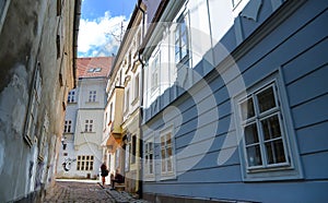 Old historical aisle alley street in Bratislava. Bratislava is the capital of Slovakia on Danube River