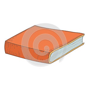 Old historical book in hardbacks with bookmarks isolated on white background. Pile of ancient textbooks for reading