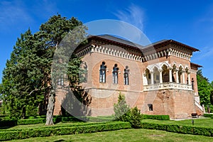 Old historical buiding at Mogosoaia Palace Palatul Mogosoaia near the lake and park, a weekend attraction close to Bucharest,