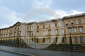 Old historical buildings in central part of Paris on the Rue de Rivoli