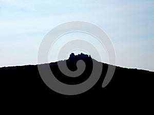 Old historical castle ruins silhouette