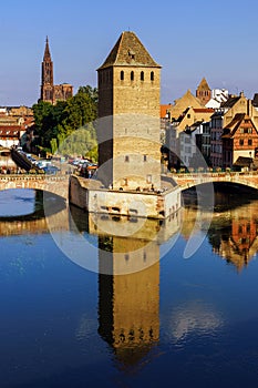 Old historical center of Strasbourg. Fortress towers and briges photo