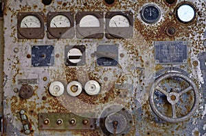 Old historical controller of a machine with potentiometer