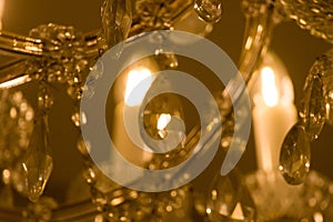 old historical crystal ceiling light in a palace