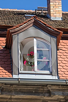 Old historical dormer in the old town of Bayreuth