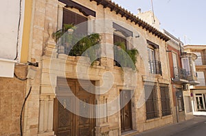 old and historical facades of the municipality of BolaÃÂ±os de Calatrava, photo