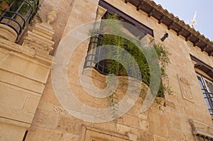 old and historical facades of the municipality of BolaÃÂ±os de Calatrava, photo